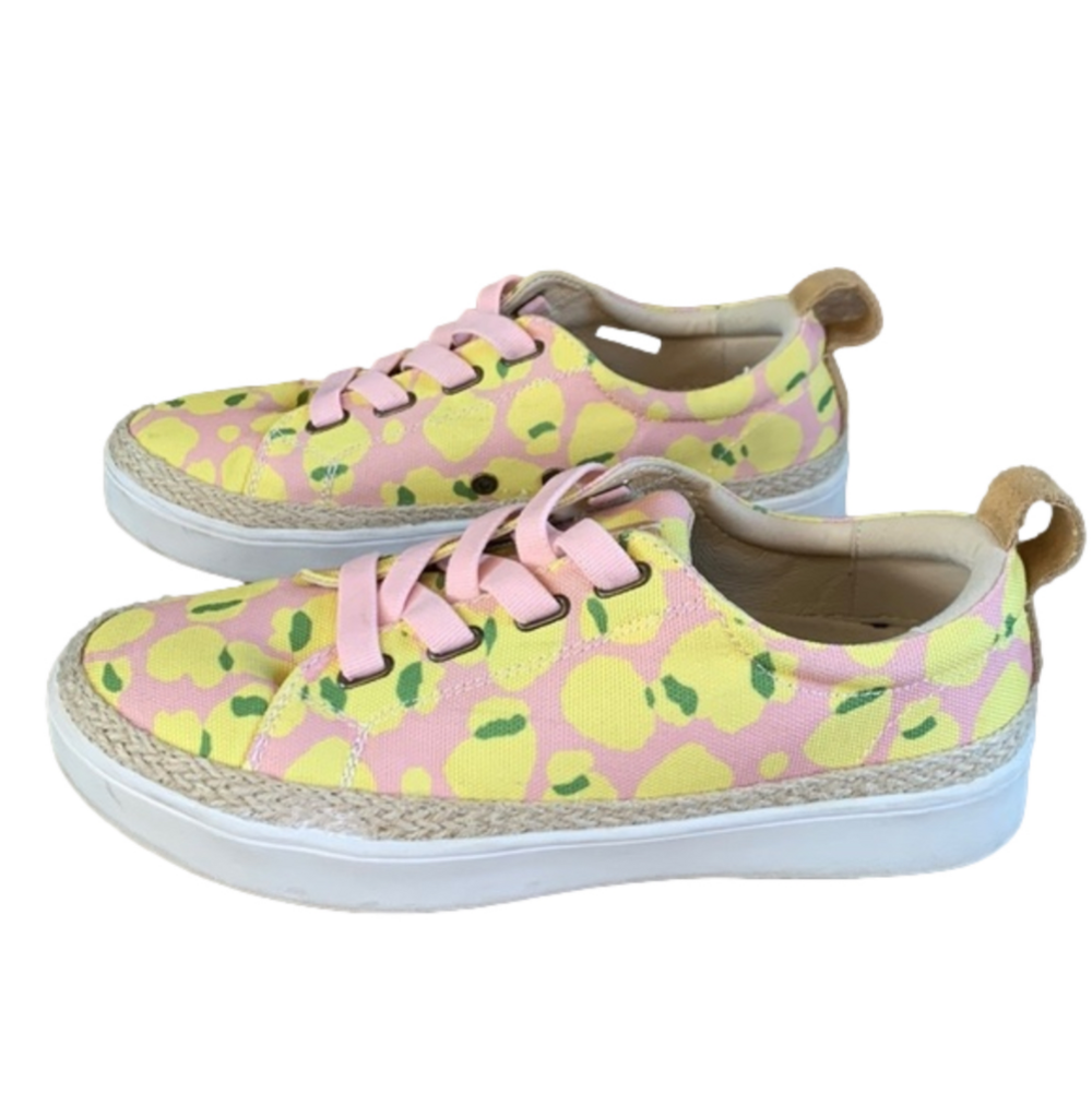 Spenco size 7.5 yellow and pink slip on sneakers